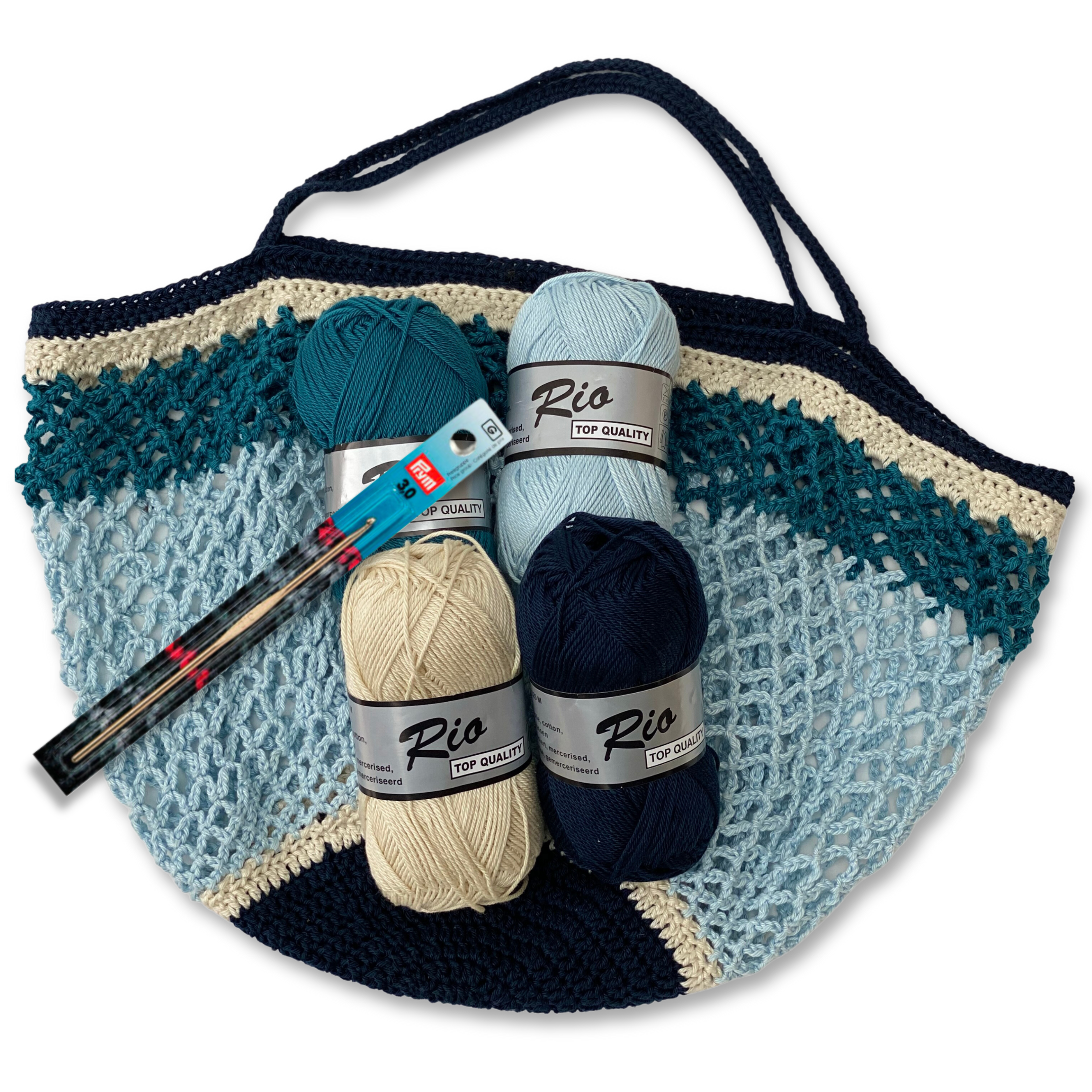 Kit crochet - SAC FILET BLEUET - 100% Coton